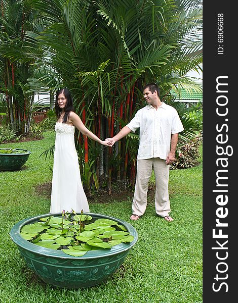 Portrait of an attractive bride and groom. Portrait of an attractive bride and groom.