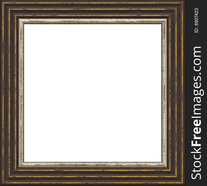 Empty picture scrathed wooden frame