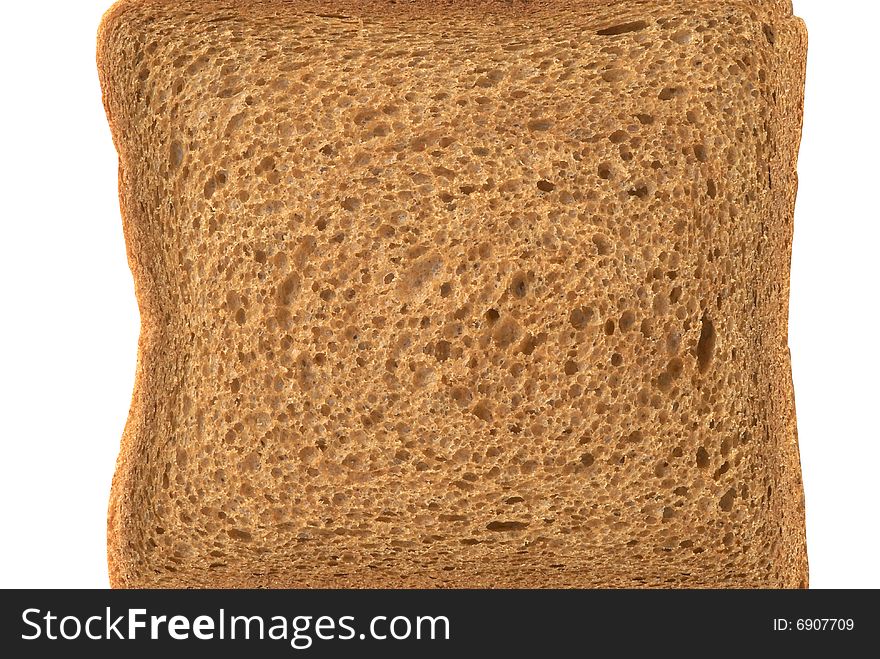 Brown bread toast isolated over white