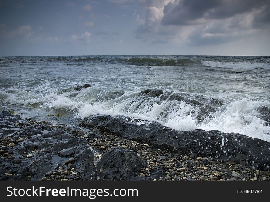 Stormy Black Sea. Krasnodar region. Russia