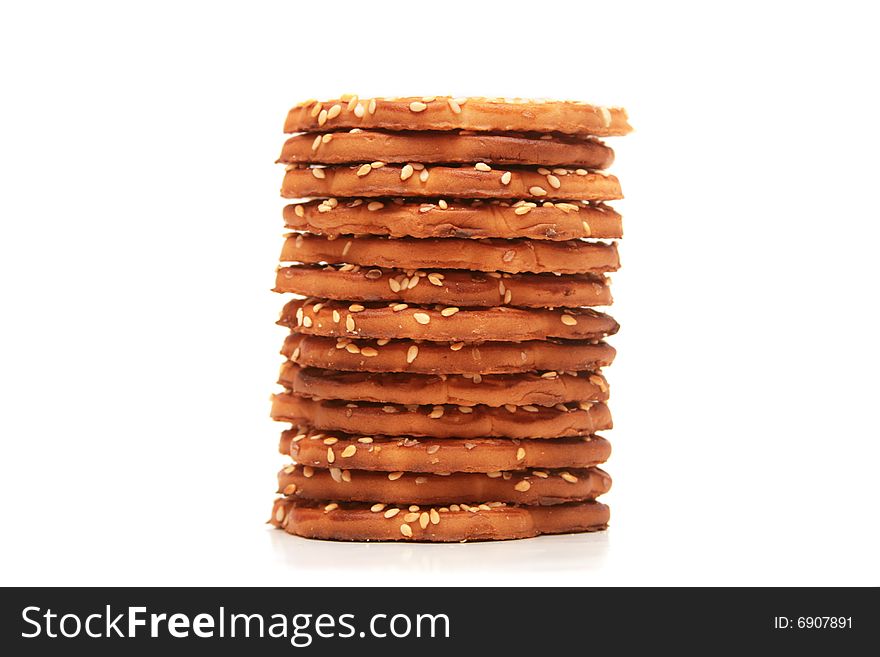 Stack of cookies isolated on white. Stack of cookies isolated on white.