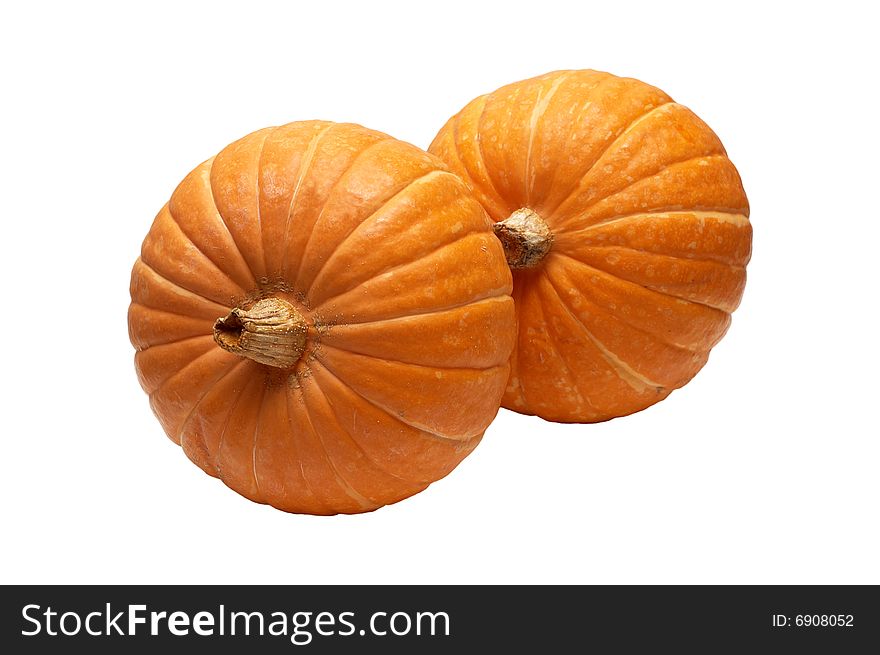The isolated round halloween pumpkin. The isolated round halloween pumpkin
