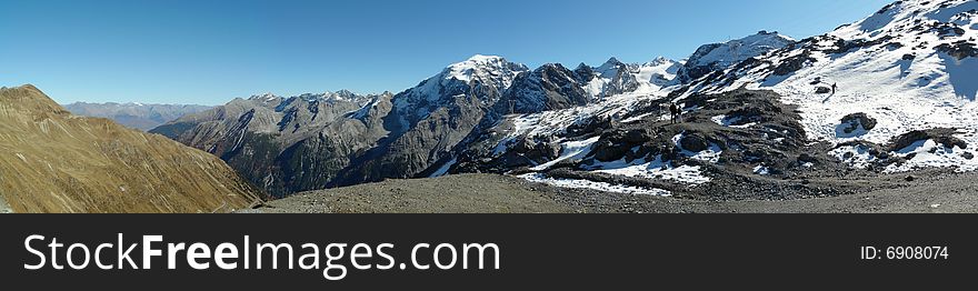 A overview of alpine peaks. A overview of alpine peaks