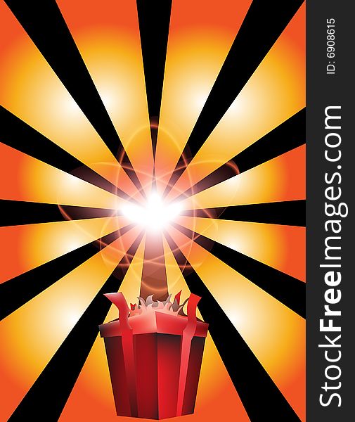 Gift box with lighting effect vector. Gift box with lighting effect vector
