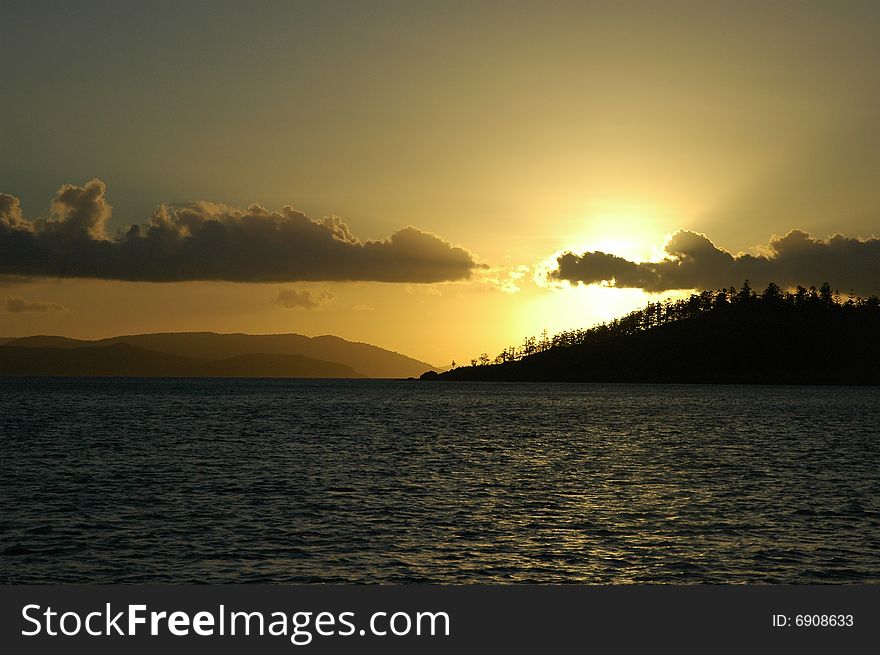 Sunset in the whitsunday islands, queensland australia. Sunset in the whitsunday islands, queensland australia