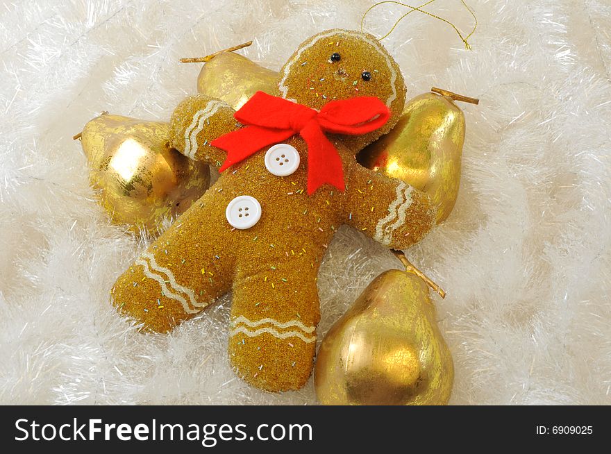 Different Christmas ornaments over a soft white background. Different Christmas ornaments over a soft white background