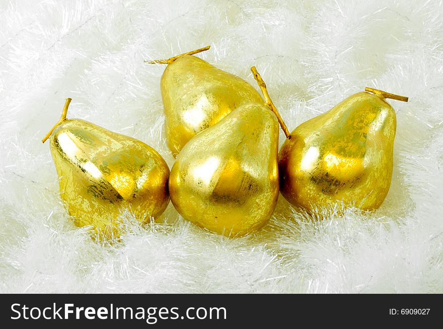 Different Christmas ornaments over a soft white background. Different Christmas ornaments over a soft white background