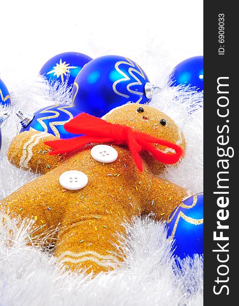 Gingerbread Man with Blue Decorations