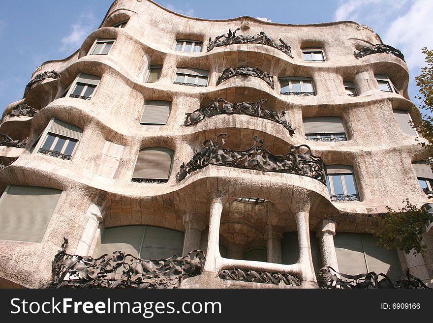 The Casa Mila the house of Guadi in Barcelona Spain. The Casa Mila the house of Guadi in Barcelona Spain