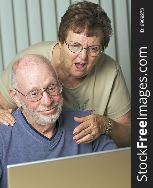 Senior Adults on Working on a Laptop Computer. Senior Adults on Working on a Laptop Computer