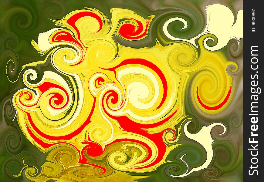 Abstract painting of spirals with vivid colors. Abstract painting of spirals with vivid colors.