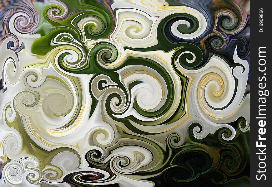 Abstract painting of spirals with nature-like colors. Abstract painting of spirals with nature-like colors.