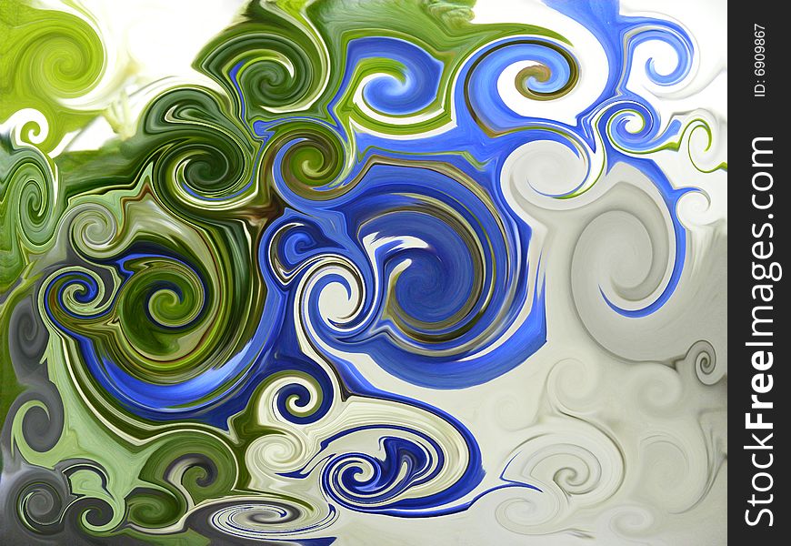 Abstract painting of spirals with nature-like colors. Abstract painting of spirals with nature-like colors.