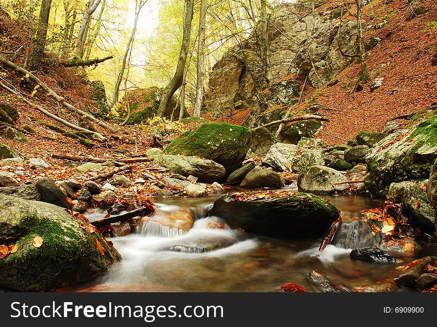 Autumn scene on Cerna Valley, southern Romania