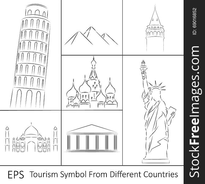 Torism Symbol From Different Countries. Torism Symbol From Different Countries