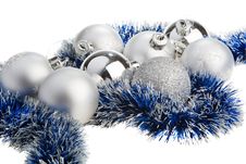 Silver Christmas Balls And Tinsel Royalty Free Stock Photos Silver Christmas Balls And Tinsel Royalty Free Stock Photos