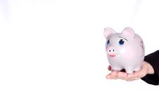 Holding Piggy Bank Royalty Free Stock Images