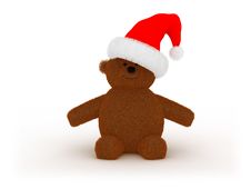 Toy Bear In Santa`s Hat Royalty Free Stock Image