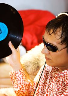 Dj Holding A Disc Royalty Free Stock Photography