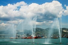 Fountains In A Sea Bay. Royalty Free Stock Image Fountains In A Sea Bay. Royalty Free Stock Image