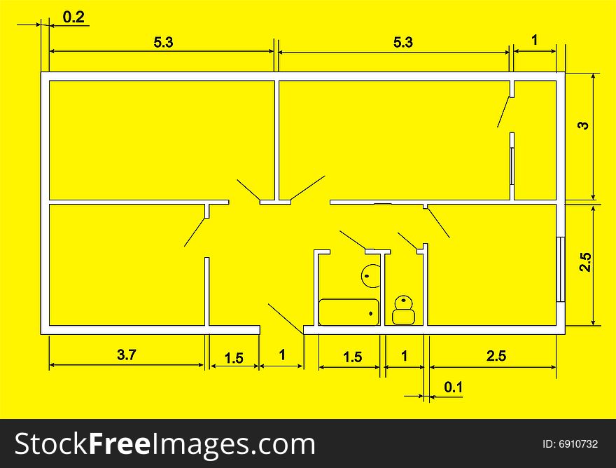 An illustrated background with a design of an architectural plan of the floor of a house. An illustrated background with a design of an architectural plan of the floor of a house