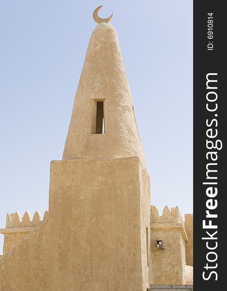 Reconstructed deserted Arab village mosque minaret. Reconstructed deserted Arab village mosque minaret.