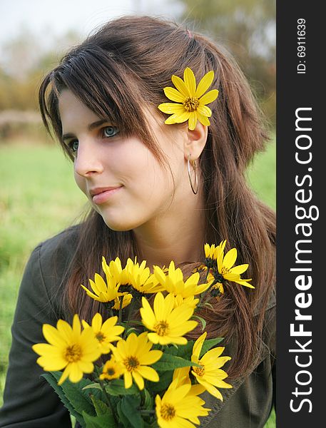Girl With Yellow Flowers