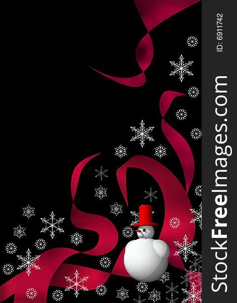 Abstract seasonal and holiday background with snowman and snowflakes