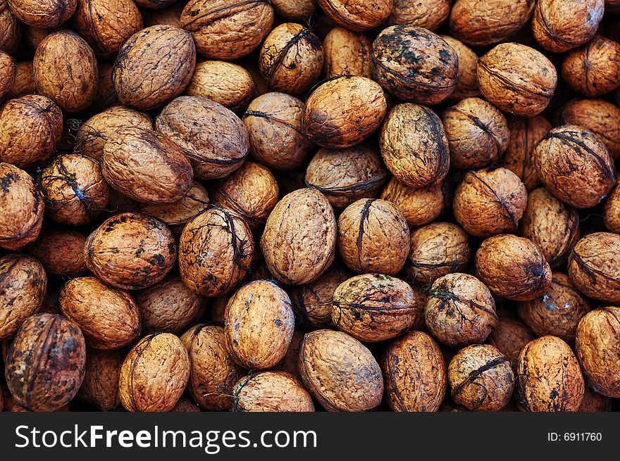 Background with a lot of nuts