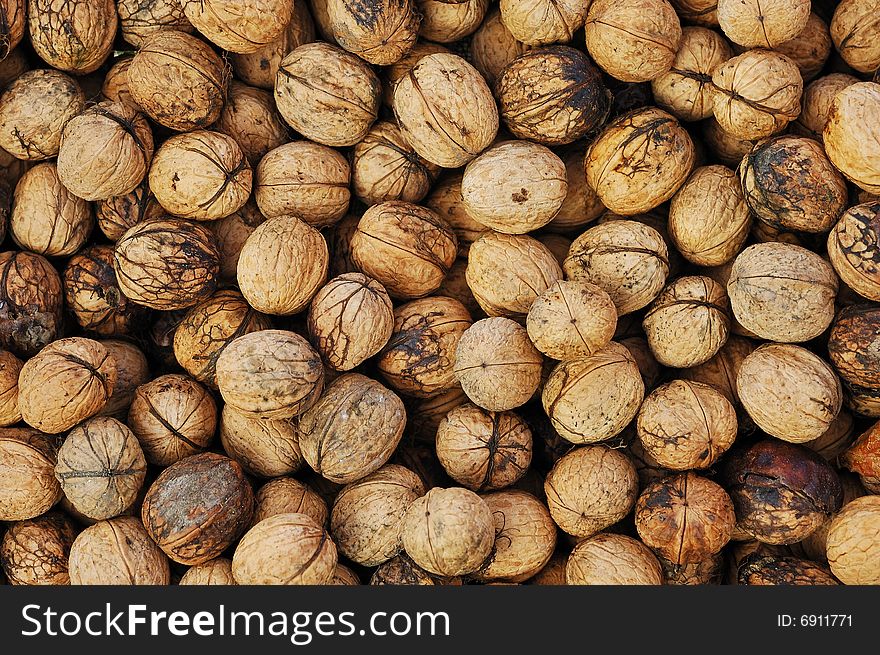Background with a lot of nuts