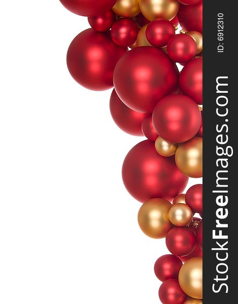 Bunch of Christmas balls on white background