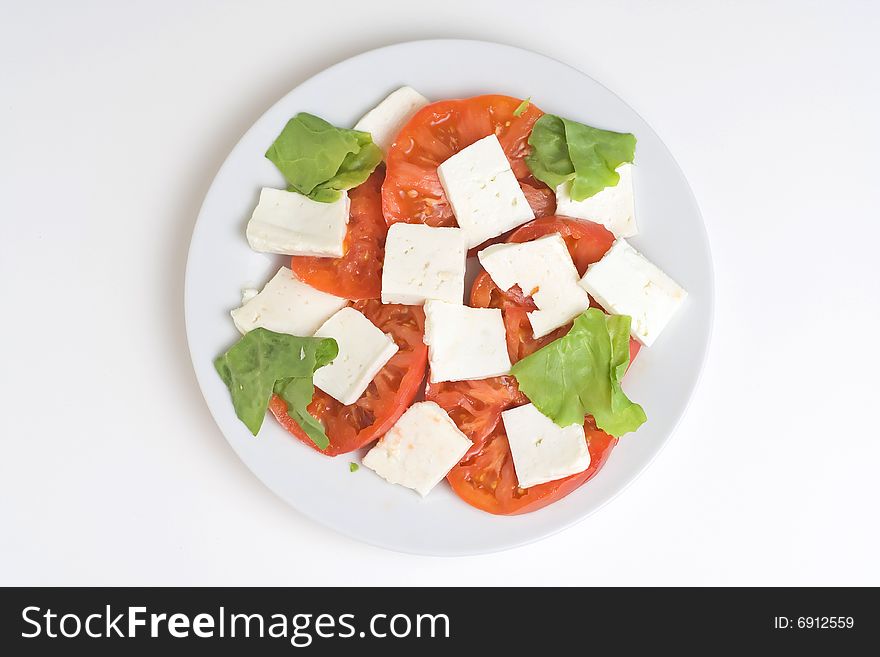 A fresh salad isolated over white background