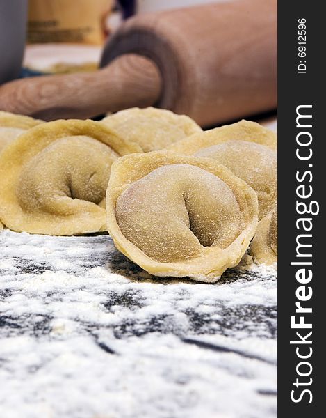 Traditional Russian dish - pelmeni (ravioli)