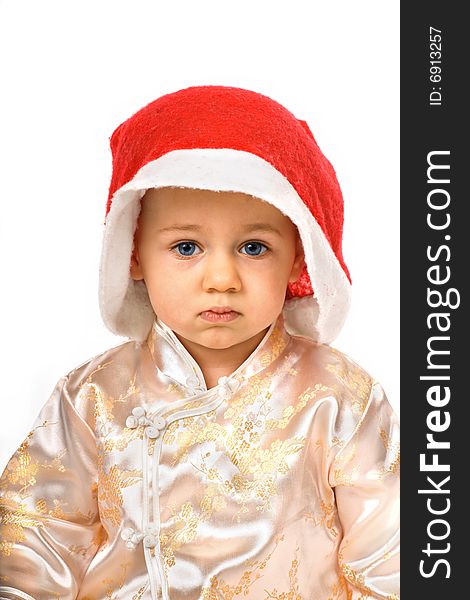 Baby girl wearing Santa Claus hat. Baby girl wearing Santa Claus hat