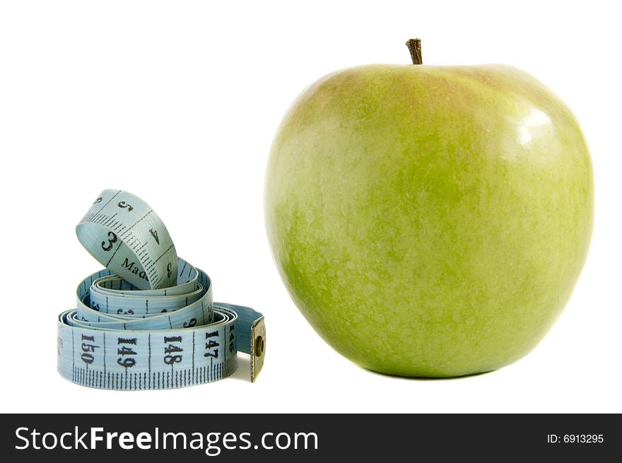 Apple and Measuring Tape isolated