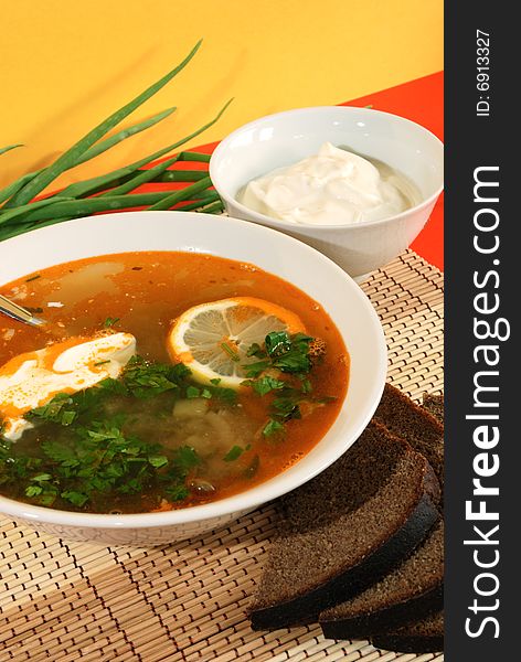 Russian traditional soup - solyanka