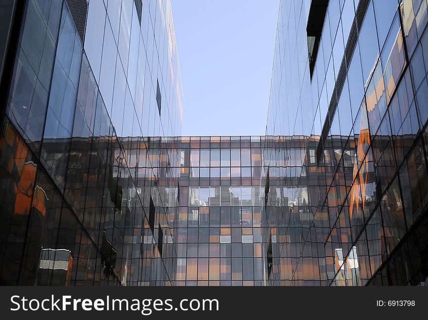 Steel structure and glass surface of the building. Steel structure and glass surface of the building