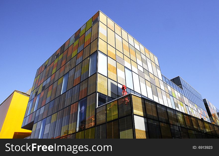 Structure of office building, building with colorful surface. Structure of office building, building with colorful surface