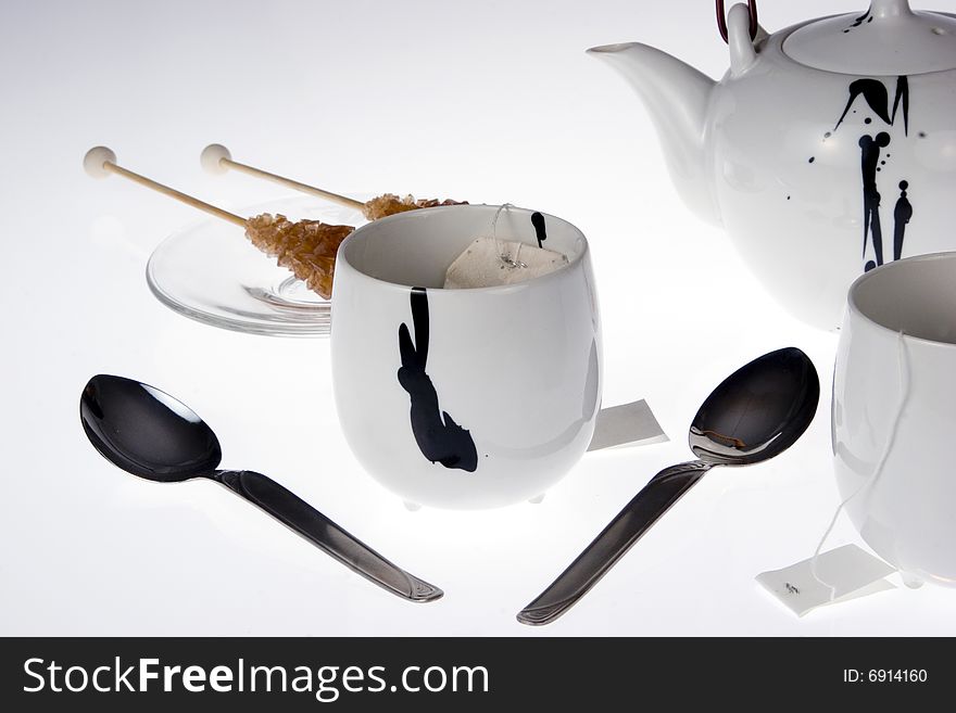 Tea set and honey sticks