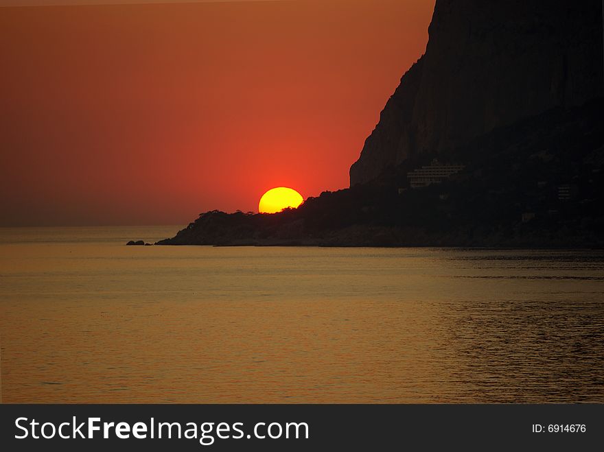 Sunset a decline. Crimea, Black sea.