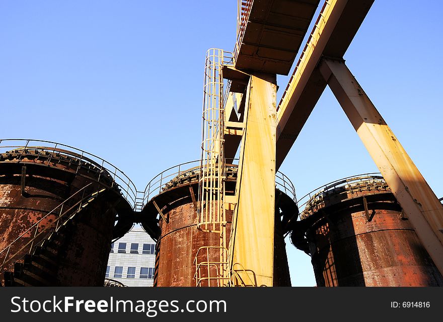 Chemical Factory with crane and oil tanks