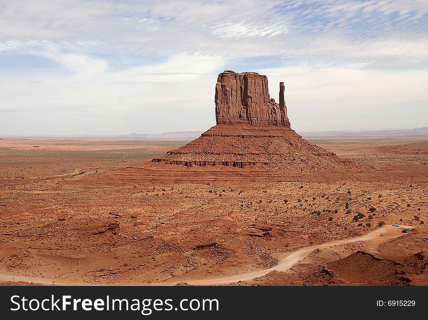 VIEW of the ROAD through Monument Valley NP. VIEW of the ROAD through Monument Valley NP