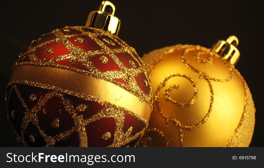 Any nice golden and red christmas balls. Any nice golden and red christmas balls