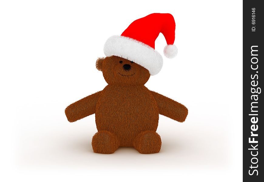 Toy Bear In Santa`s Hat