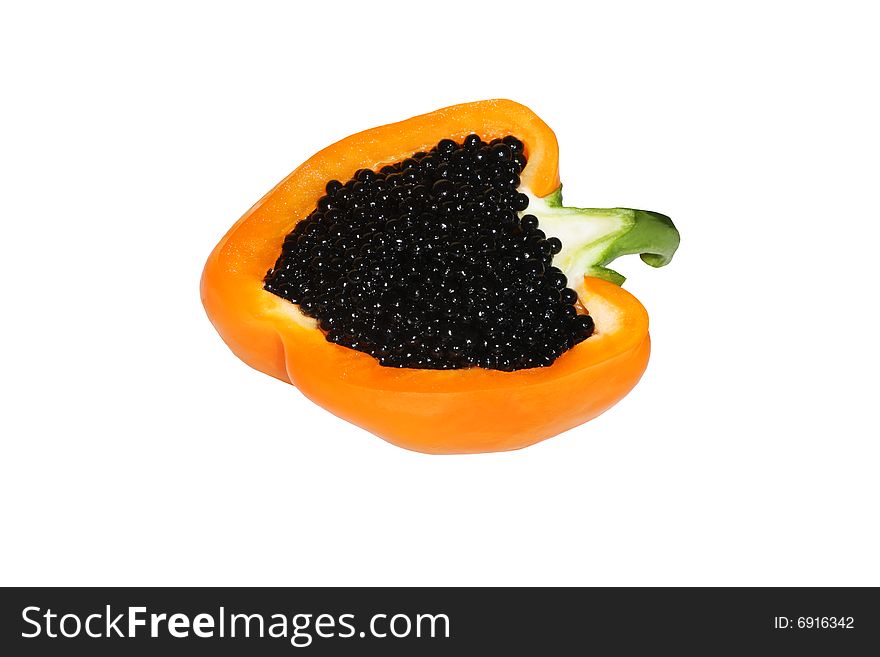 Black caviar  with orange bell pepper