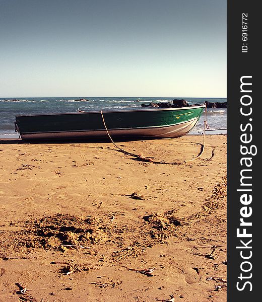 Boat on a beach in sicily. Boat on a beach in sicily