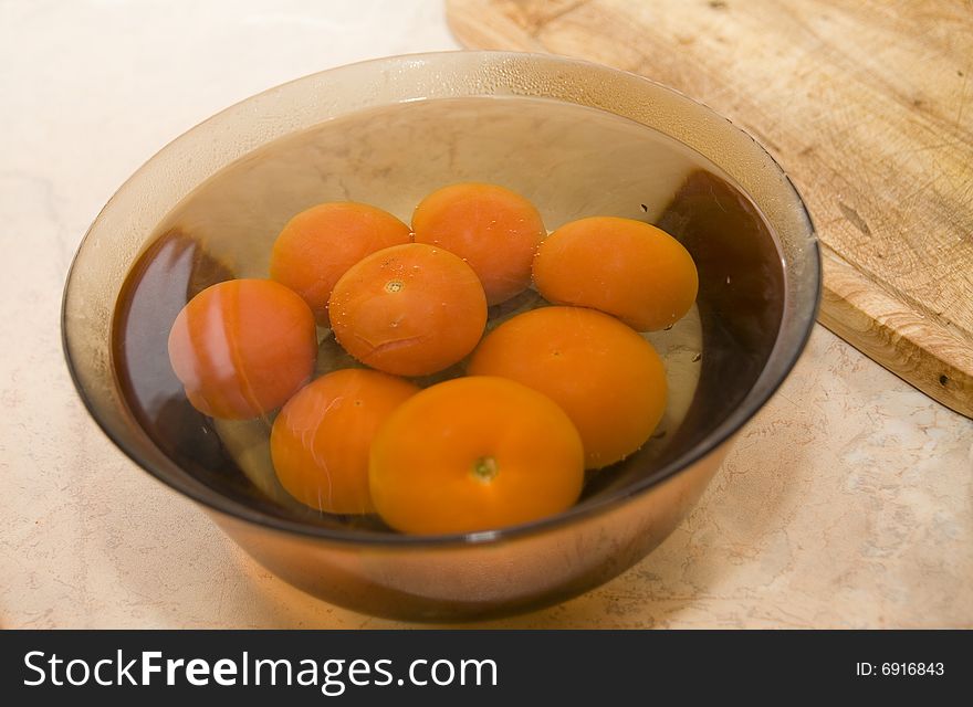 Close-up of fresh tomatos under water