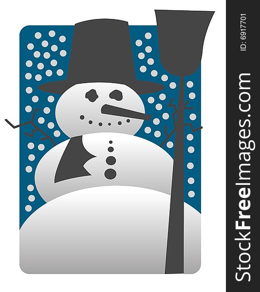 A vector illustration of a smiling snowman. A vector illustration of a smiling snowman.