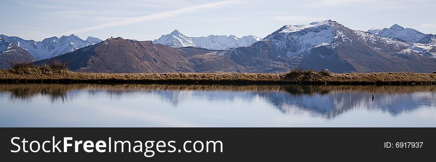 Beautiful high mountains clear water lake