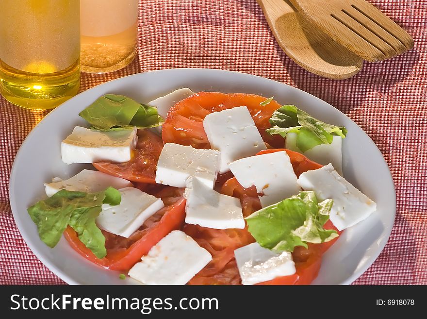 A fresh salad isolated over white background